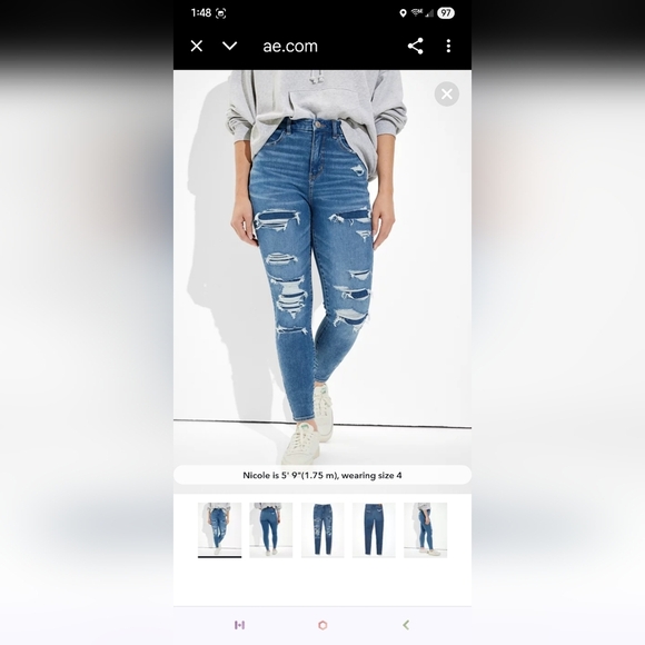 ⚘️Nwot AMERICAN EAGLE Dream Patched Curvy High-Waisted Jegging 18 - Picture 7 of 8